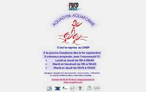 AQUAGYM : nouveau cours à 12h15 les mardis et jeudis !!